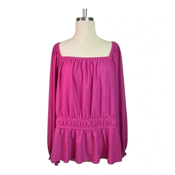 LANE BRYANT SQAURE NECK KNIT PEPLUM TOP PINK PURPLE ORCHID‎ WOMEN PLUS SIZE 2X - Picture 4 of 10